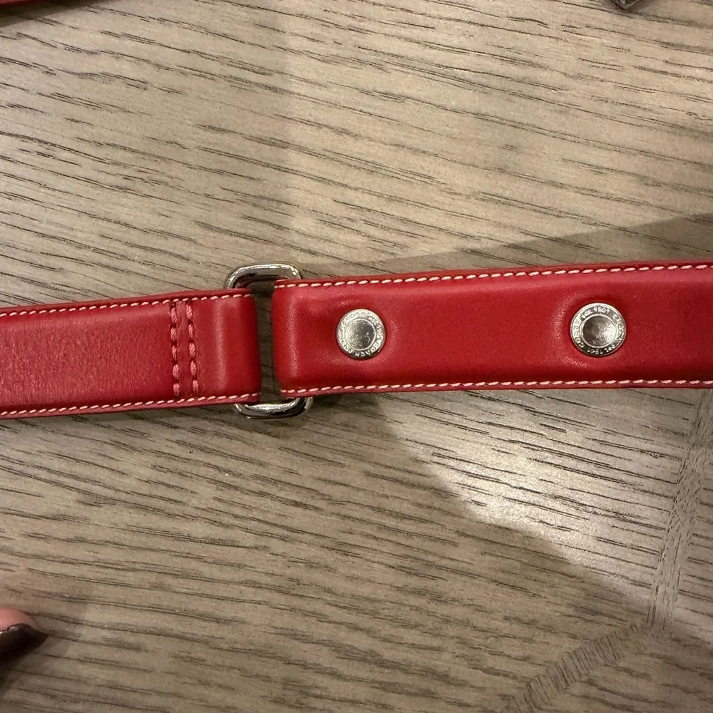 Coach Collar & Leash Set, Red Leather, ♥️ charm, Sz Lg, 17-21”, 48” leash - Picture 11 of 12